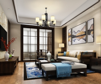 New Chinese Style A Living Room-ID:184267352