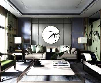New Chinese Style A Living Room-ID:844033366