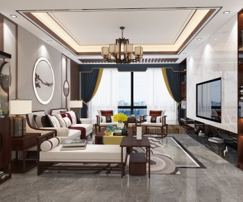New Chinese Style A Living Room-ID:199526623
