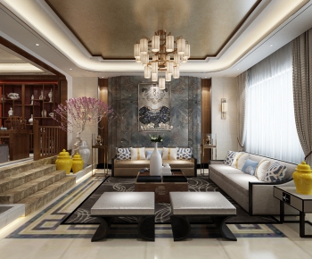 New Chinese Style A Living Room-ID:558229285