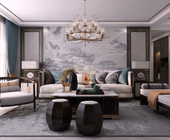 New Chinese Style A Living Room-ID:853579827