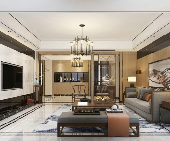 New Chinese Style A Living Room-ID:757711871