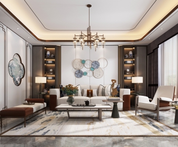 New Chinese Style A Living Room-ID:164841442