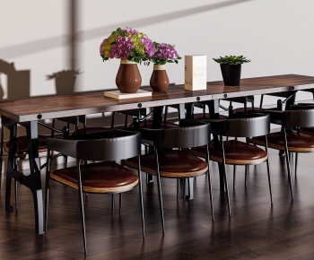 Industrial Style Dining Table And Chairs-ID:167108674