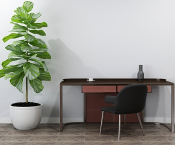 现代书桌椅绿植盆栽-ID:614381277