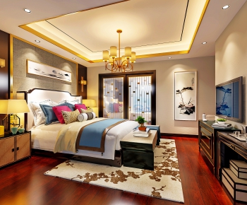 New Chinese Style Bedroom-ID:448295764