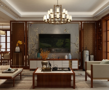 New Chinese Style A Living Room-ID:199663463