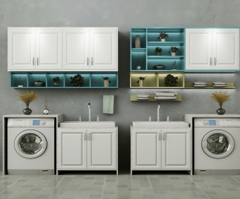 北欧洗衣机台盆装饰柜-ID:213338251