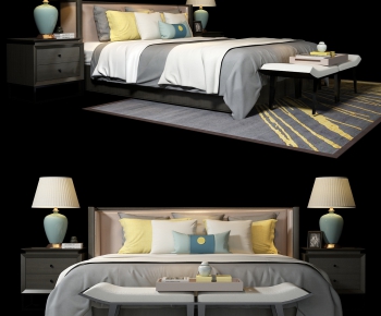 New Chinese Style Double Bed-ID:202272574