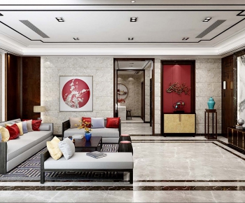 New Chinese Style A Living Room-ID:345037977