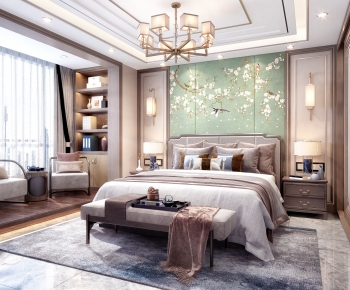 New Chinese Style Bedroom-ID:667455642