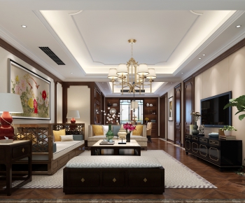 New Chinese Style A Living Room-ID:619333415