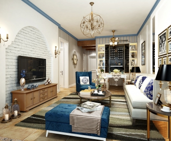 Mediterranean Style A Living Room-ID:571927742