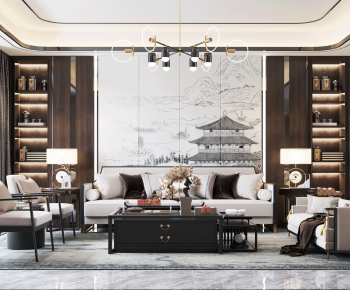 New Chinese Style A Living Room-ID:358650218