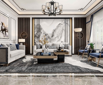 New Chinese Style A Living Room-ID:747326231