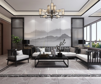 New Chinese Style A Living Room-ID:410378369