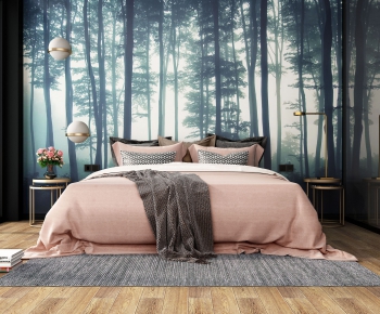 Nordic Style Double Bed-ID:353323252