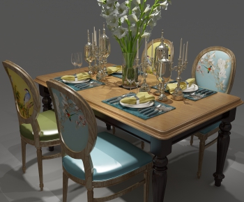 American Style Dining Table And Chairs-ID:967374495
