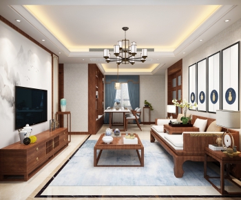New Chinese Style A Living Room-ID:656309625