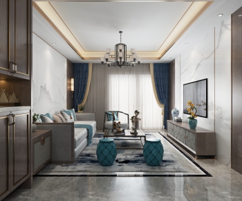 New Chinese Style A Living Room-ID:377189858