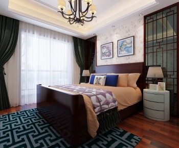 American Style New Chinese Style Bedroom-ID:290045159
