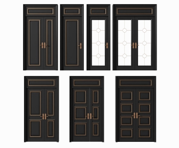 Simple European Style Unequal Double Door-ID:192462227