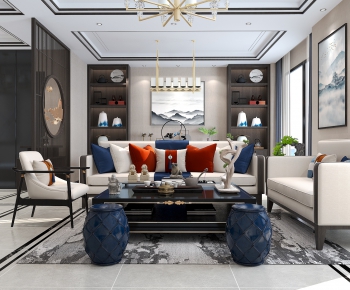 New Chinese Style A Living Room-ID:804646245