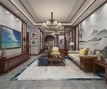 New Chinese Style A Living Room-ID:314691973