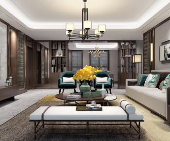 New Chinese Style A Living Room-ID:944250569