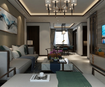 New Chinese Style A Living Room-ID:502785423