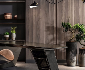Industrial Style Computer Desk And Chair-ID:287469341