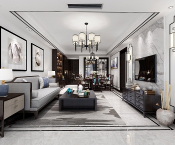 New Chinese Style A Living Room-ID:228537764