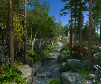 现代森林小溪生态自然景观-ID:467175819
