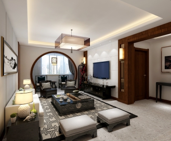 New Chinese Style A Living Room-ID:915408159