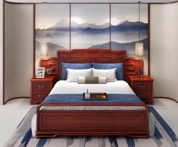 New Chinese Style Double Bed-ID:701155692