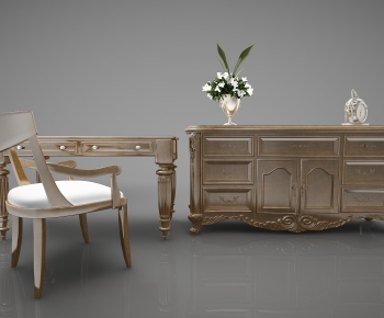European Style Computer Desk And Chair-ID:536672155
