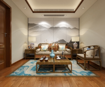 New Chinese Style Office Living Room-ID:283417394