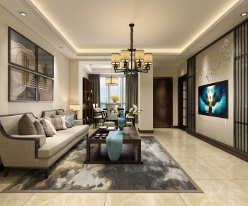 New Chinese Style A Living Room-ID:175301367