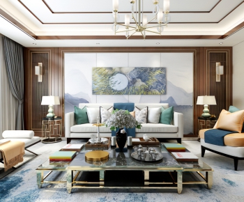 New Chinese Style A Living Room-ID:976107731