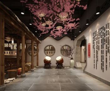 新中式主题餐厅走廊-ID:424350312