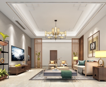 New Chinese Style A Living Room-ID:648685839