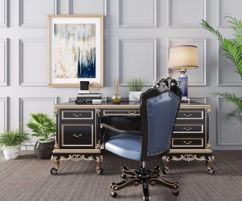 European Style Computer Desk And Chair-ID:230912929