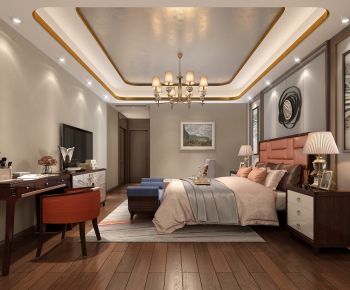 New Chinese Style Bedroom-ID:613047868