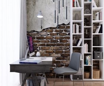 Nordic Style Computer Desk And Chair-ID:235841657
