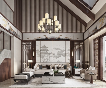 New Chinese Style A Living Room-ID:771337589