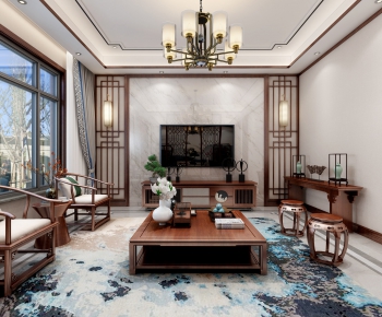 New Chinese Style A Living Room-ID:959839865