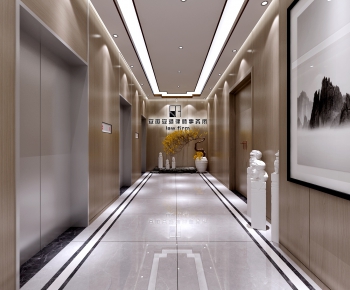 New Chinese Style Office Elevator Hall-ID:165595415