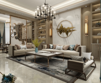 New Chinese Style A Living Room-ID:329499719