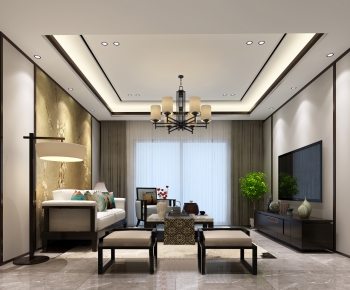 New Chinese Style A Living Room-ID:211390475
