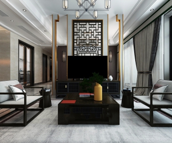 New Chinese Style A Living Room-ID:764250251